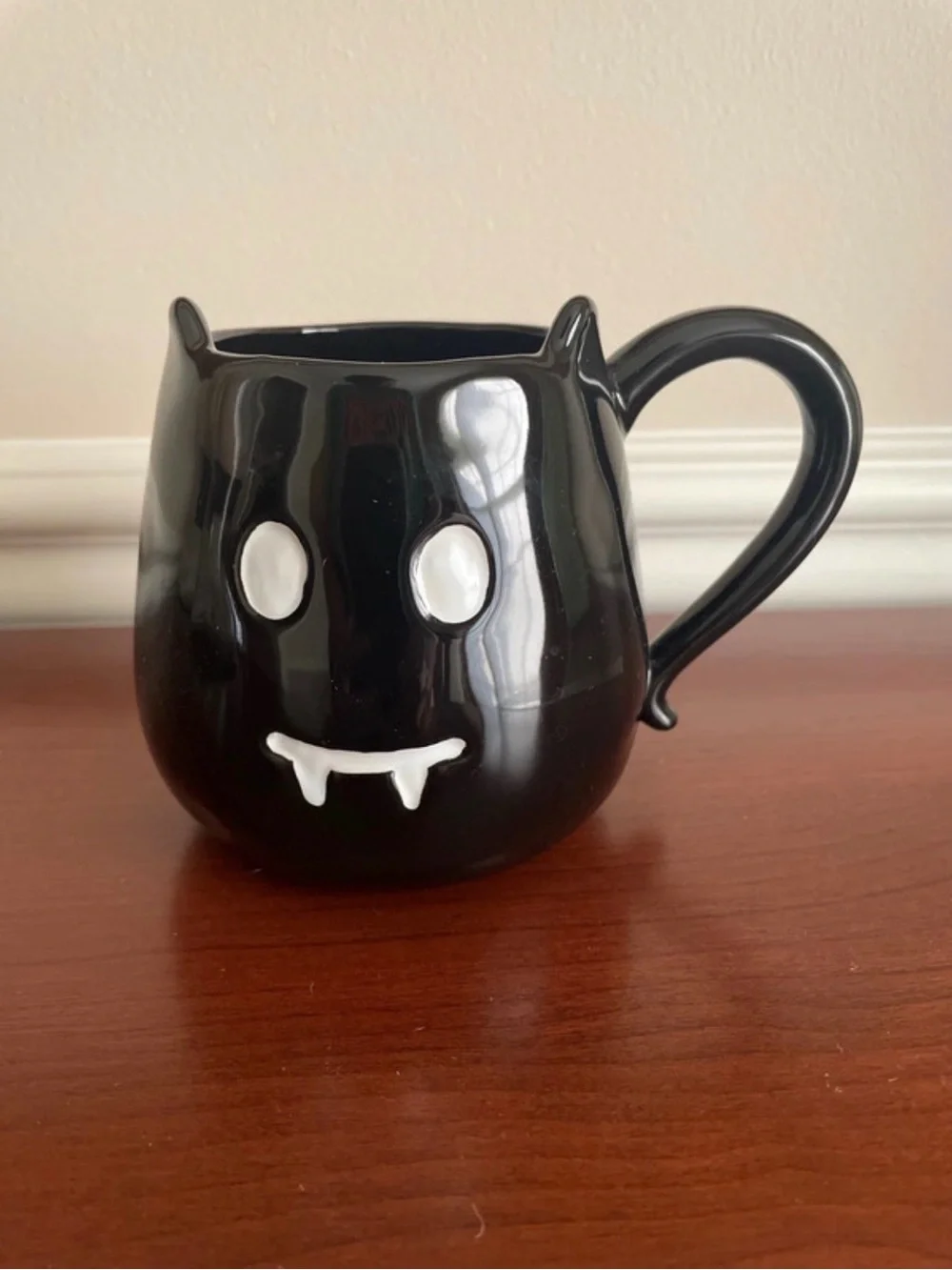 Pottery Barn Black Ceramic Vampire Bat Mug (Retired)